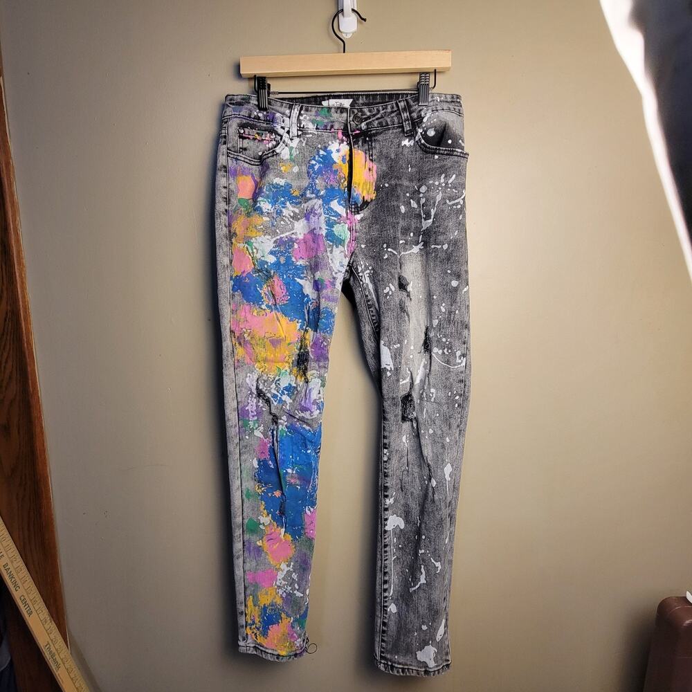 Blue Topic‎ Paint Splatter Skinny Jeans Women's Size 13/14 – Distressed Gray...